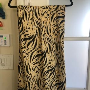 H&M Animal Print Silky Silk-like Midi Skirt